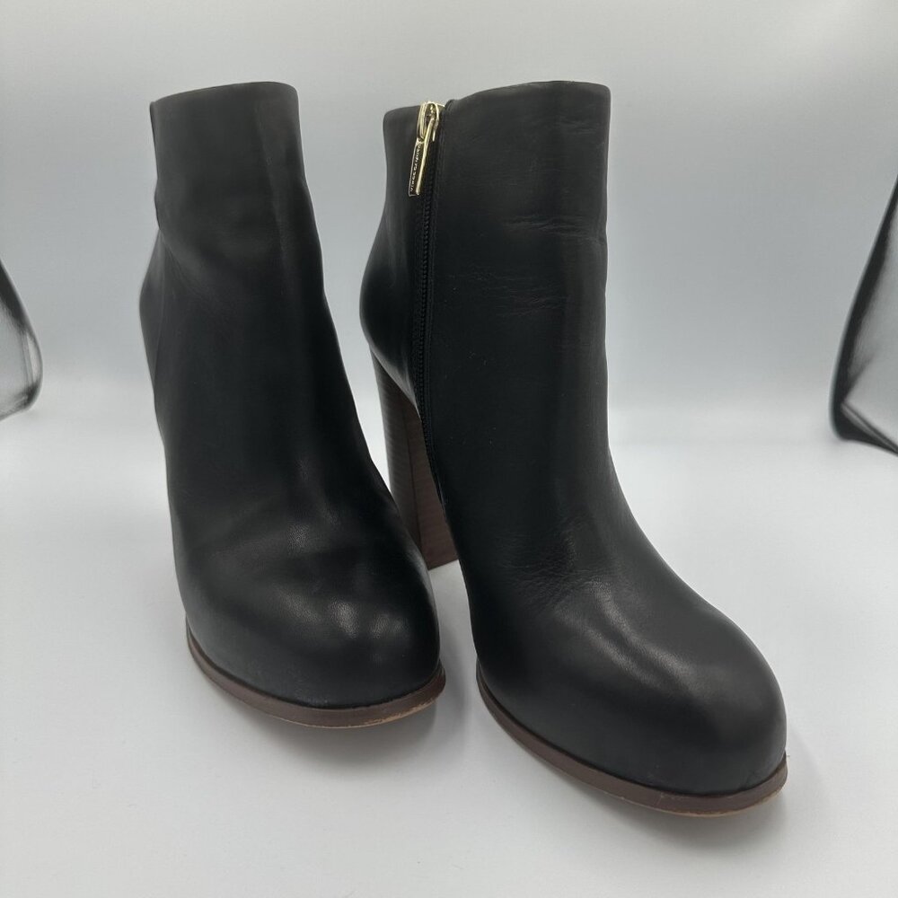 Vince Camuto Grenadine Bootie Womens‎ US 9M Black Leather Chunky Heel Zip READ